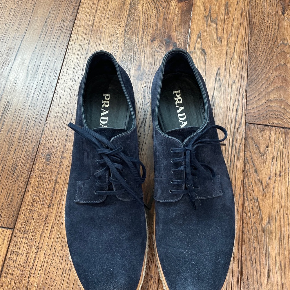 PRADA men’s blue suede casual/dress shoes size 10 Fits Like 11.